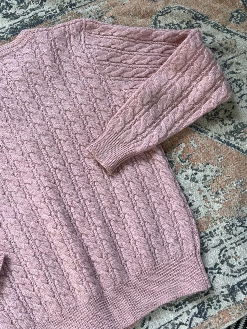 The Eagle Eye 100% Wool Pink Cable Knit Button Up Cardigan